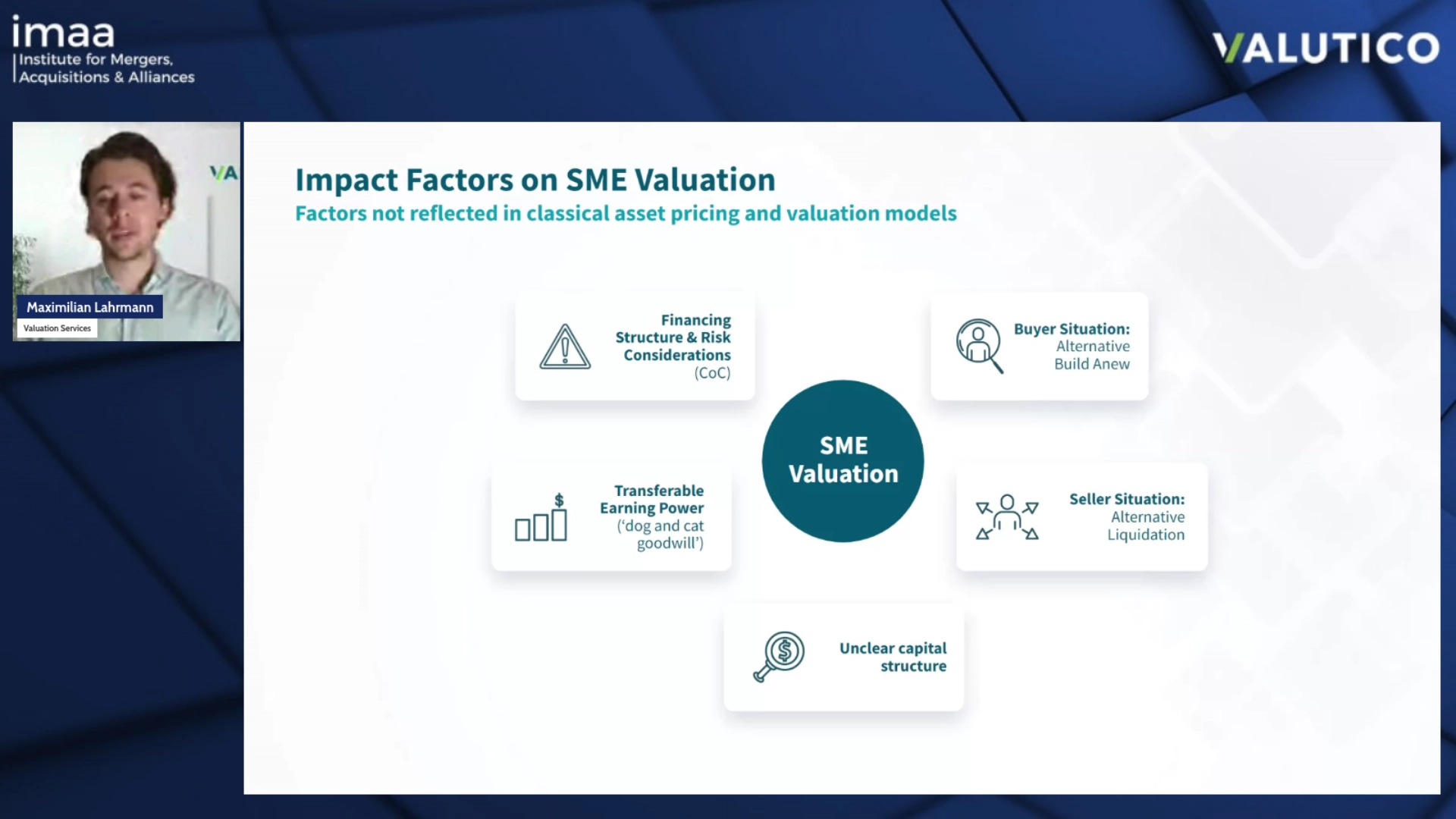 Maximilian Lahrmann discussing the impact factors on SME valuation