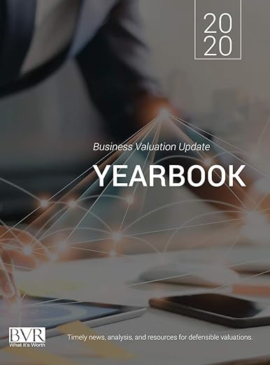 Book cover of business valuation yearbook 2020 edition in IMAA E-library